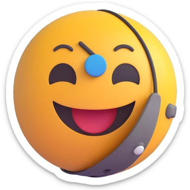 3D smiley emoji, round shape, wearing rock climbing gear, sporty face, transparent background (rock climbing sports) sticker
