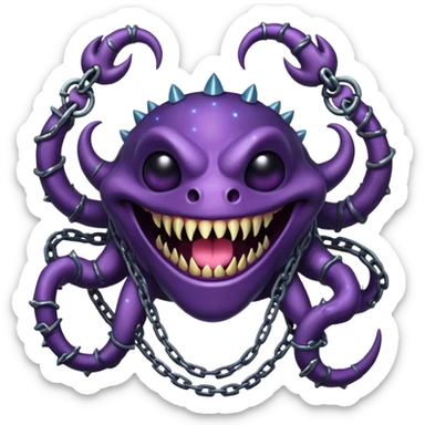 Voidborn Warlord – A six-eyed, four-armed cosmic beast wrapped in chains of collapsed stars, grinning with a mouth that stretches into infinity sticker