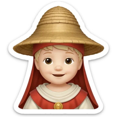 ancient roman baby conical hat, white, half body sticker