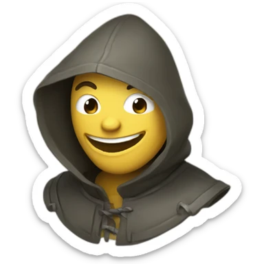 medieval saboteur laughing and escaping, hooded sticker