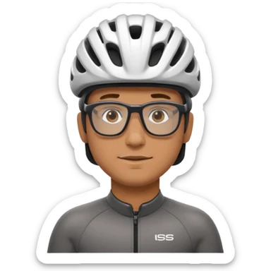 man wearing cycling helmet and glasses sticker