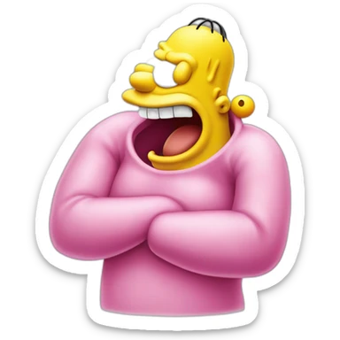 Pink Homer Simpson from the cartoon "The Simpsons" with the body of the starfish Patrick from the cartoon "SpongeBob SquarePants" sticker