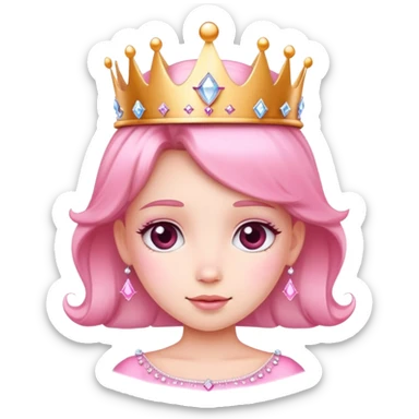 Cute pink princess with crown and sparkles sticker