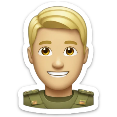 Blonde guywith a militar haircut smiling sticker