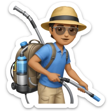 Dude cleaning car with a vacuum in a backpack sticker