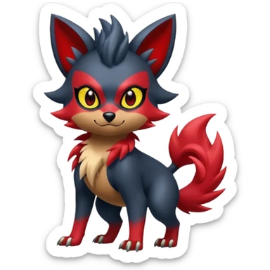 Shiny Cool Badass Zorua-Fakémon-hybrid-creature (full body)  sticker