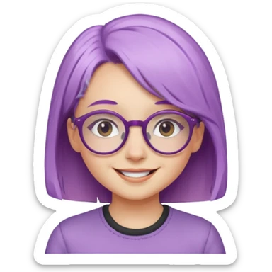 chica bonita con ligero cabello morado con lentes de estatura pequeña sticker