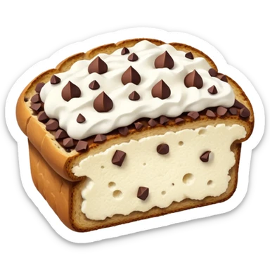 a slice of bread with ricotta and chocolate chips on top sticker