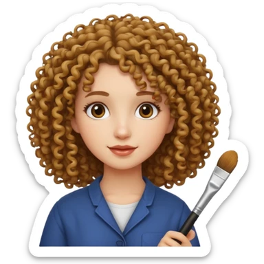 curly haired girl with a brush sticker