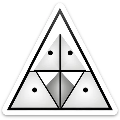 2D triangle with four horizontal lines drawn inside with vertical lines drawn in each 'section', to make boxes that become less and less as it goes to the top to demonstrate a social hierarchy (all black and white) sticker