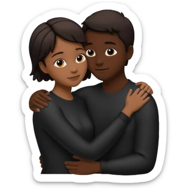 Two people hugging. They are facing each other. Silhouette only.  sticker