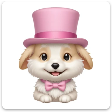 Cute white dog wearing a light pink top hat sticker