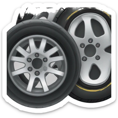 beautiful car rim with tires, JDM style sticker