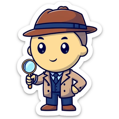 detective with magnifying glass sticker