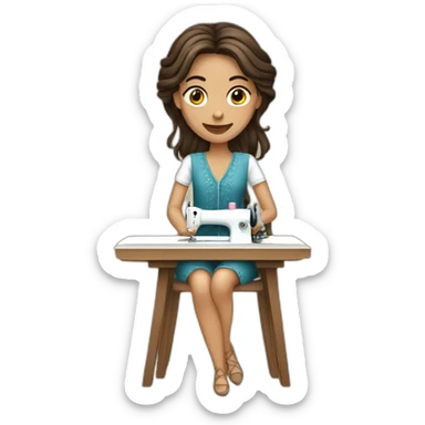 White hippy brunette sewing sticker