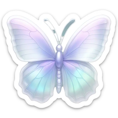 Pastel white iridescent glass crystal butterfly sticker