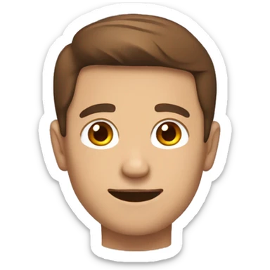 make me an emoji of a man with brown hair smiling with their hands side by side crossed sticker