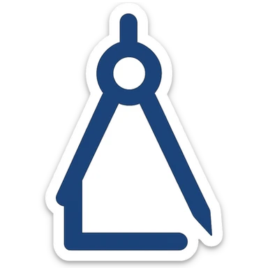 modern flat design logo, compass tool arranged as an L shape, navy blue, simple and iconic sticker