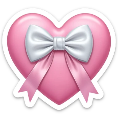 Pink heart with white bow  sticker