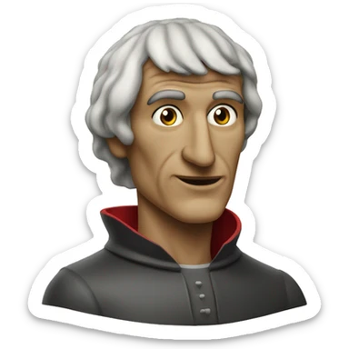 AI on a famouse poetry Dante Alighieri with a big long nose. sticker