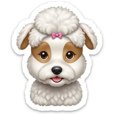 Perro caniche con un maites sticker