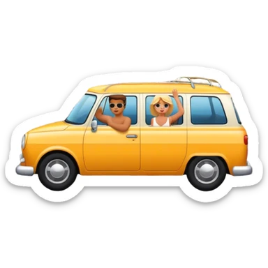 Two people man and woman on a road trip  sticker