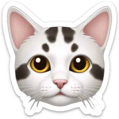 Gato color blanco con manchas negras y marrones pequeña sticker