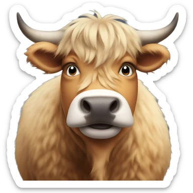 Very furry, fat scotland cow sticker