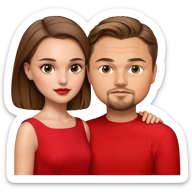 leonardo di caprio and Natalie Portman in a red dress sticker