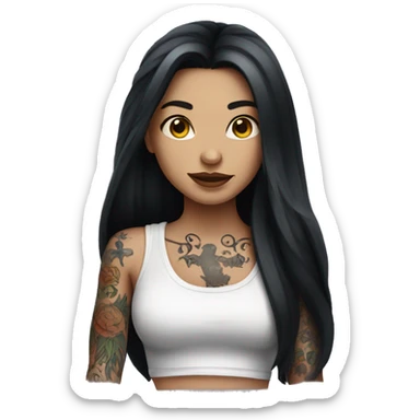 Tattooed girl with long dark hair sticker