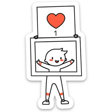 Holding sign that says I love you  sticker