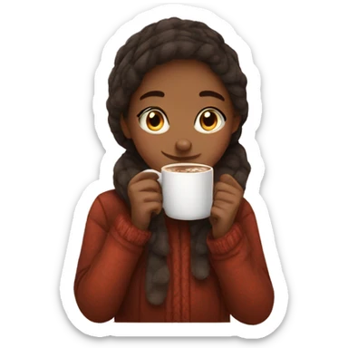 girl drinking hot chocolate and being cozy sticker