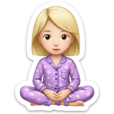 girl kid wearing cure pyjama sitting sticker