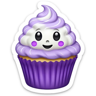cupcake fantasma roxo e branco sticker