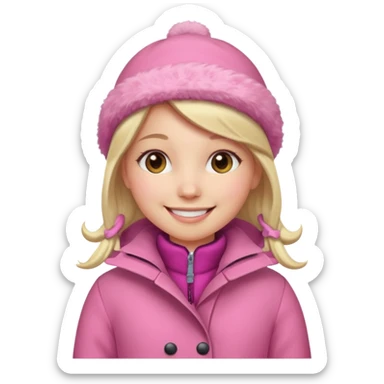 Girl wearing pink winter coat sticker