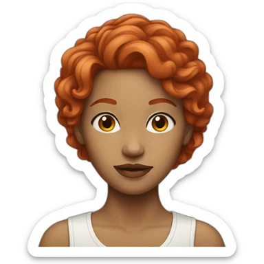 Red haired female artist sticker