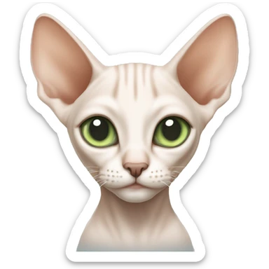 a full-bodied sphinx cat of white-peach color with green-blue eyes (it is blad) sticker