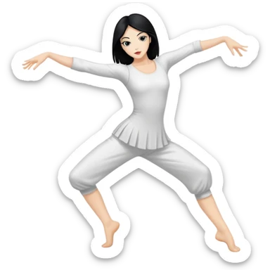 A white black haired woman doing contemporary dance  sticker