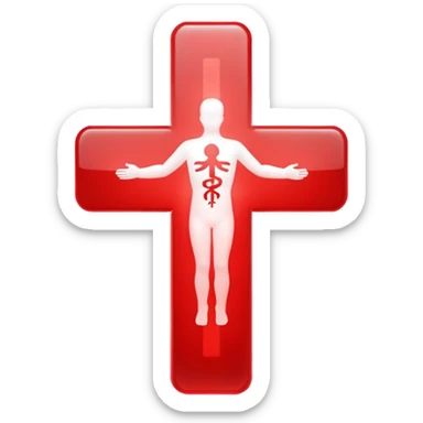 medical cross with a moving figure inside sticker