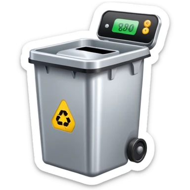 a bin with sensor indicating fill level sticker