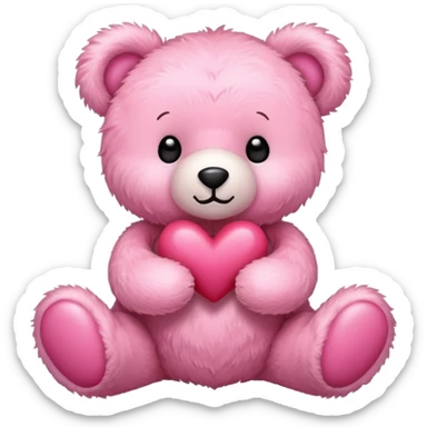 pink cute teddy bear sending hearts and love sticker
