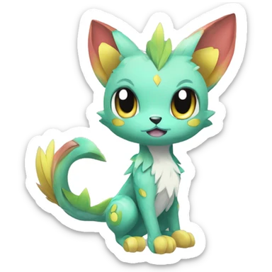 Anthro Cool Edgy Legendary Colorful Shy Shiny Fakemon-Pokémon-Fantasy-Creature With Full Body Detailed High Quality sticker