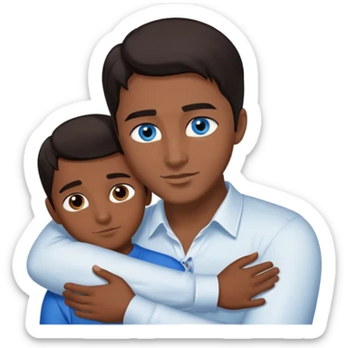 Blaine hair blue eye woman hugging a dark hair brown eye and brown skin man sticker
