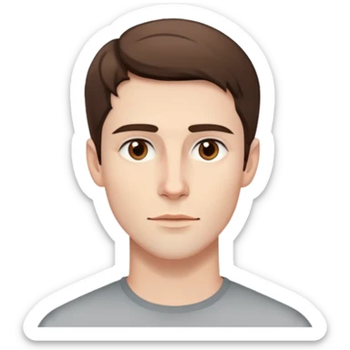 pretty handsome bratz man, short brown hair, brown eyes, pale skin, defined jawline sticker