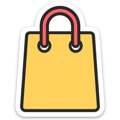 shopping bag lineal color icon with black outlines sticker