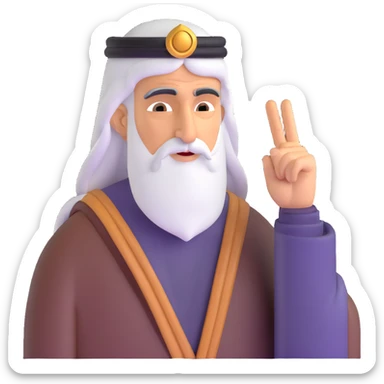 Middle Eastern wise man with finger on temple pondering a question sticker