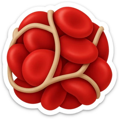Create an emoji of a blood clot similar to the reference image, in the style of Apple emojis with a transparent background. sticker