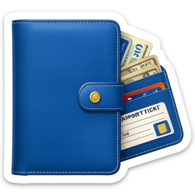 Travel lue wallet – larger, holds passport and tickets.
 sticker