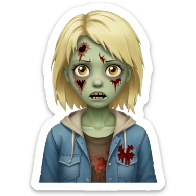 girl zombie with blonde hair sticker