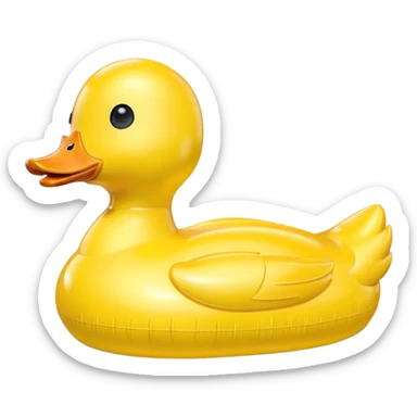 duck-shaped inflatable pool float floating on water, bright yellow rubber duck design, glossy plastic texture, gentle water ripples, summer pool vibe, 3D cartoon style, mobile game icon style, clean composition, no people, no text, no watermark

 sticker